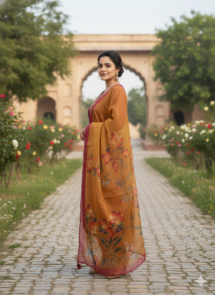 Maroon Roman Silk Kurti Pent Dupatta Set – Luxurious 3-Piece Ensemble