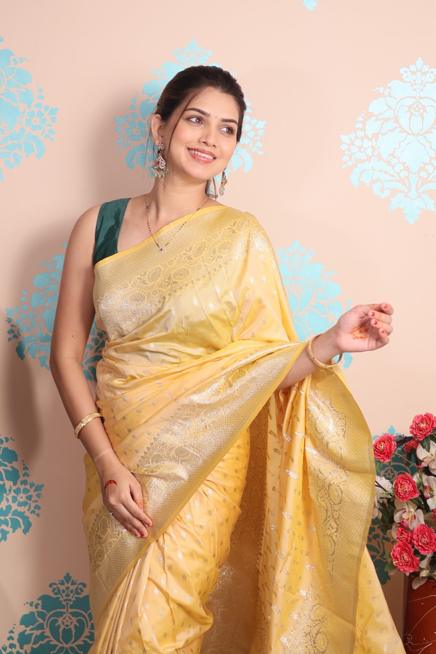 Banarasi Silk Saree with Pure Gold Zari Weaving | Traditional Elegance