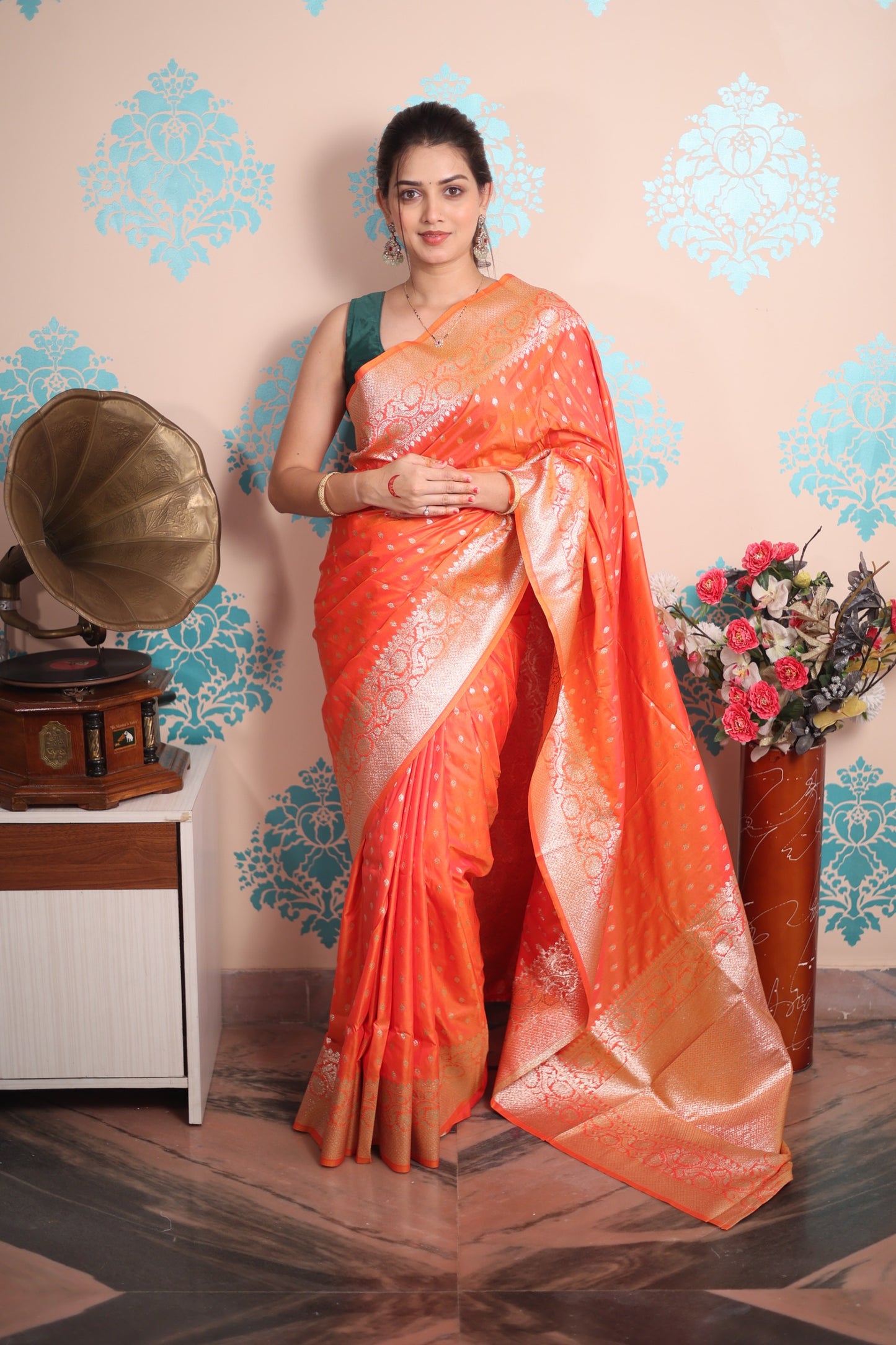 Banarasi Silk Saree with Pure Gold Zari Weaving | Traditional Elegance