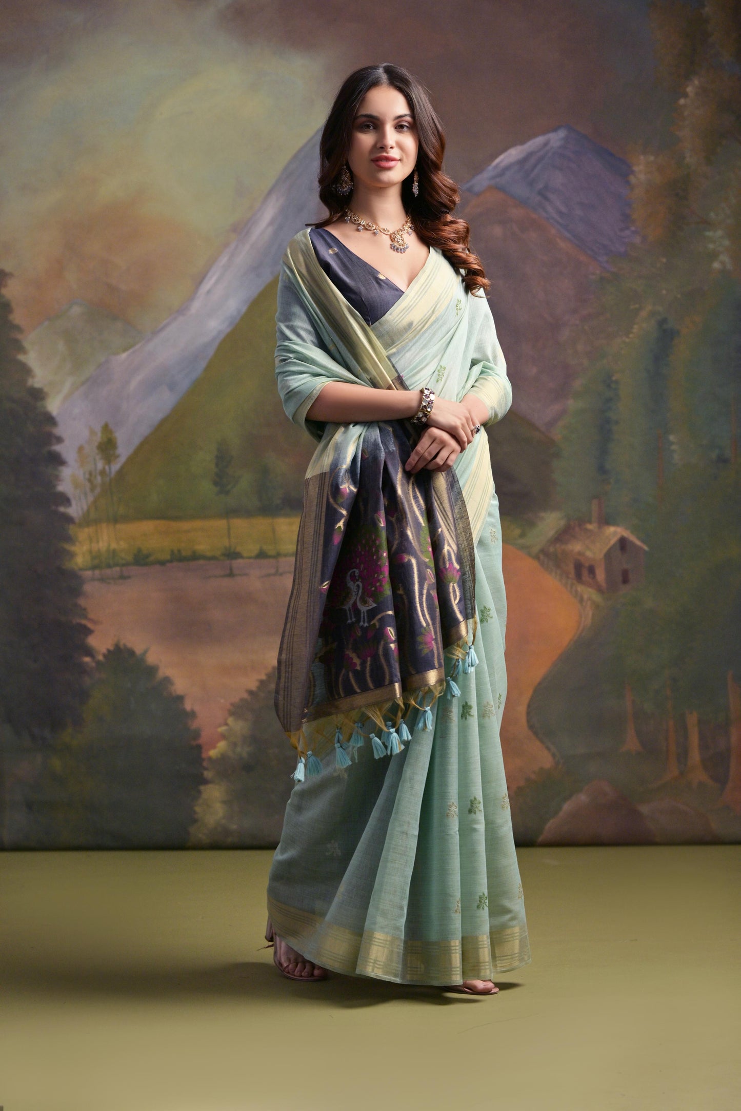 Premium Muga Silk Saree with Resham & Zari Embellishment