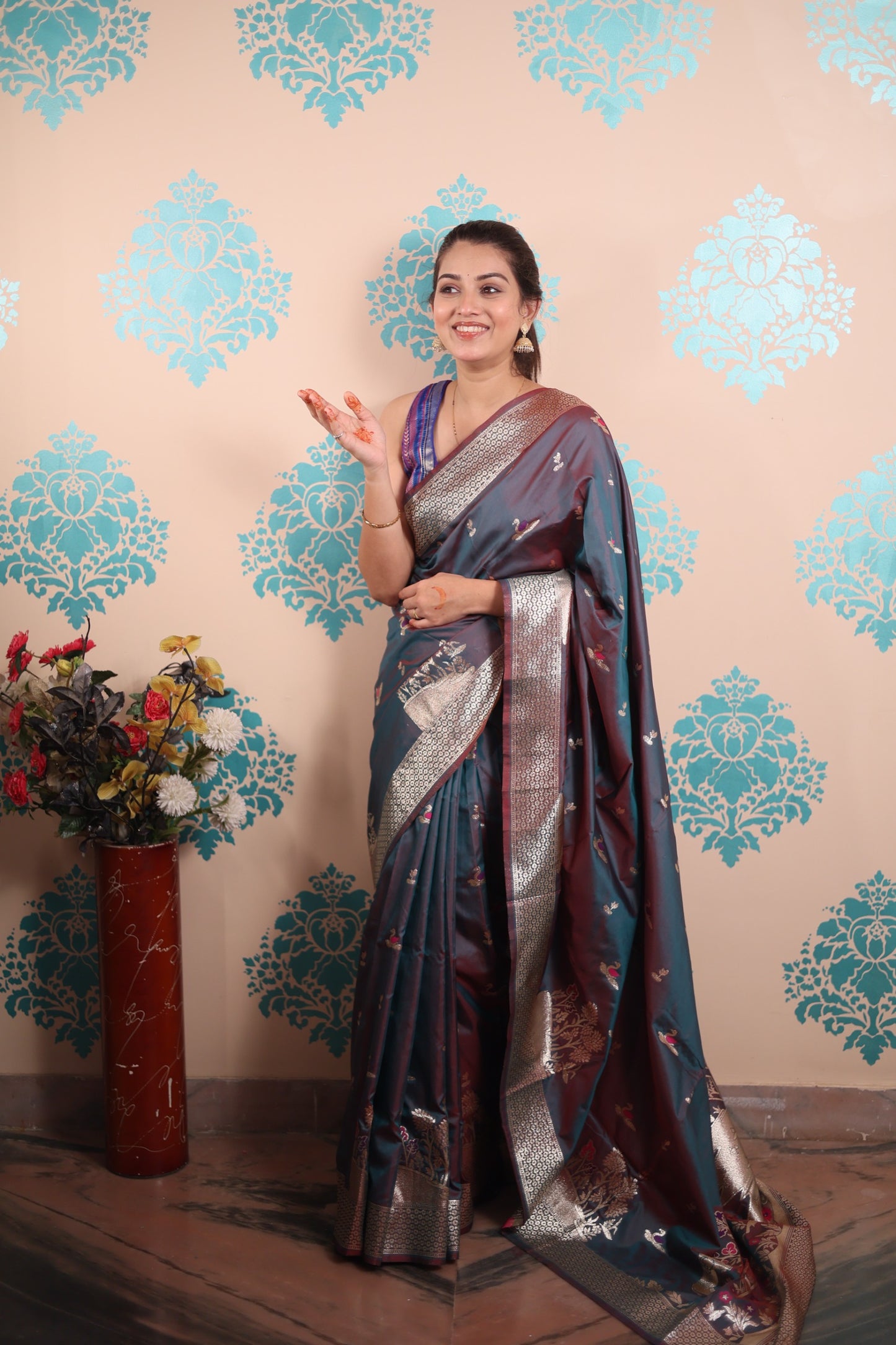 Pure Banarasi Silk Saree with Gold Zari Weaving