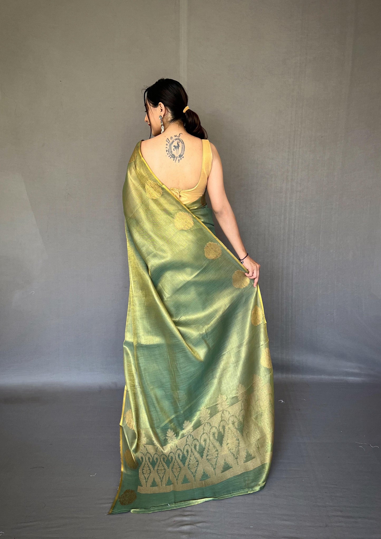 Tissue Silk Jacquard Zari Weaving Saree