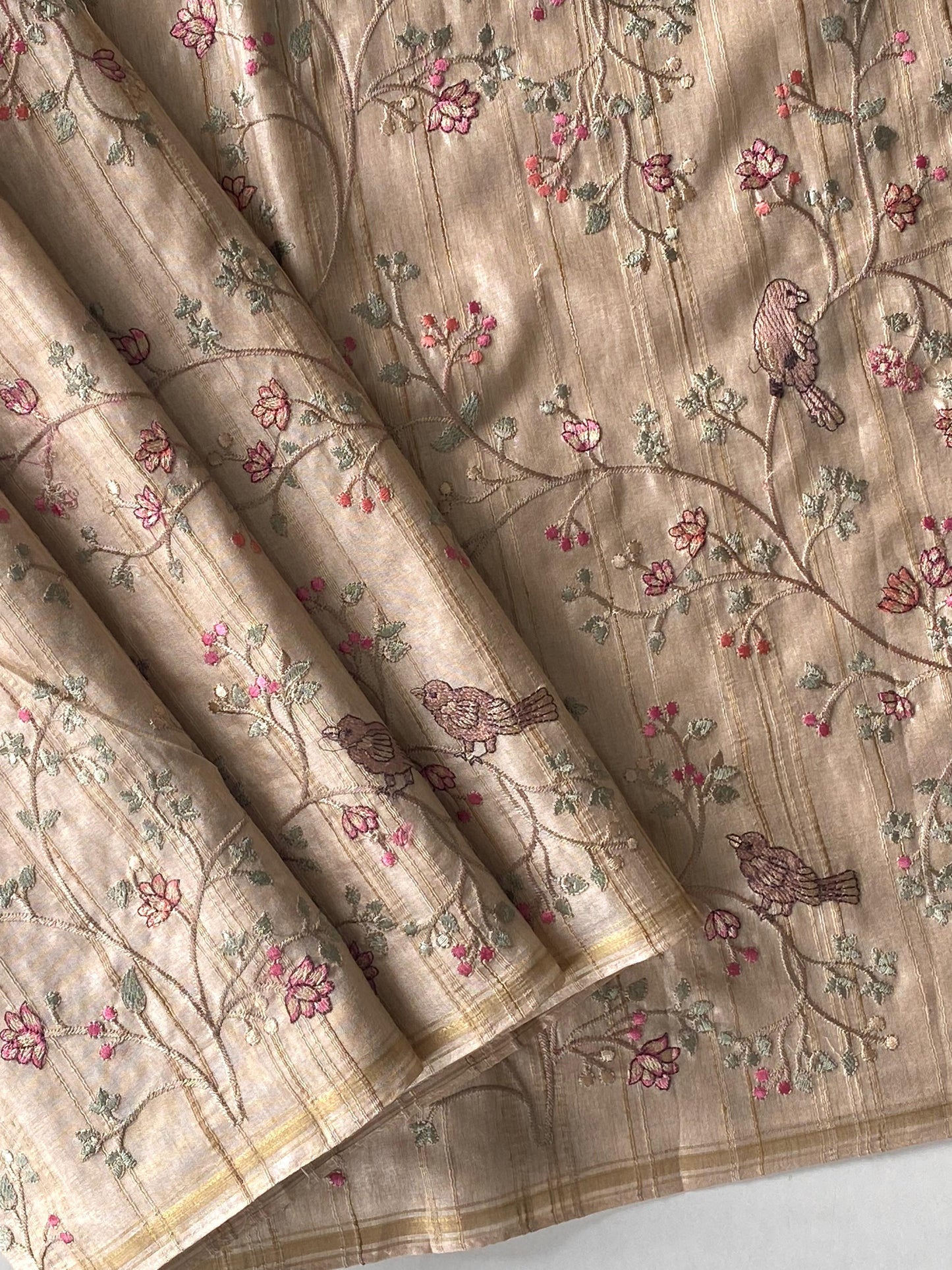 Pure Loom Tussar Saree with Designer Embroidery