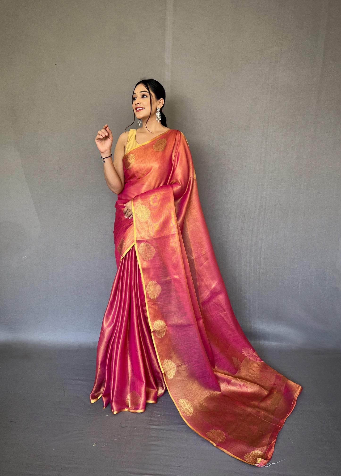 Tissue Silk Jacquard Zari Weaving Saree
