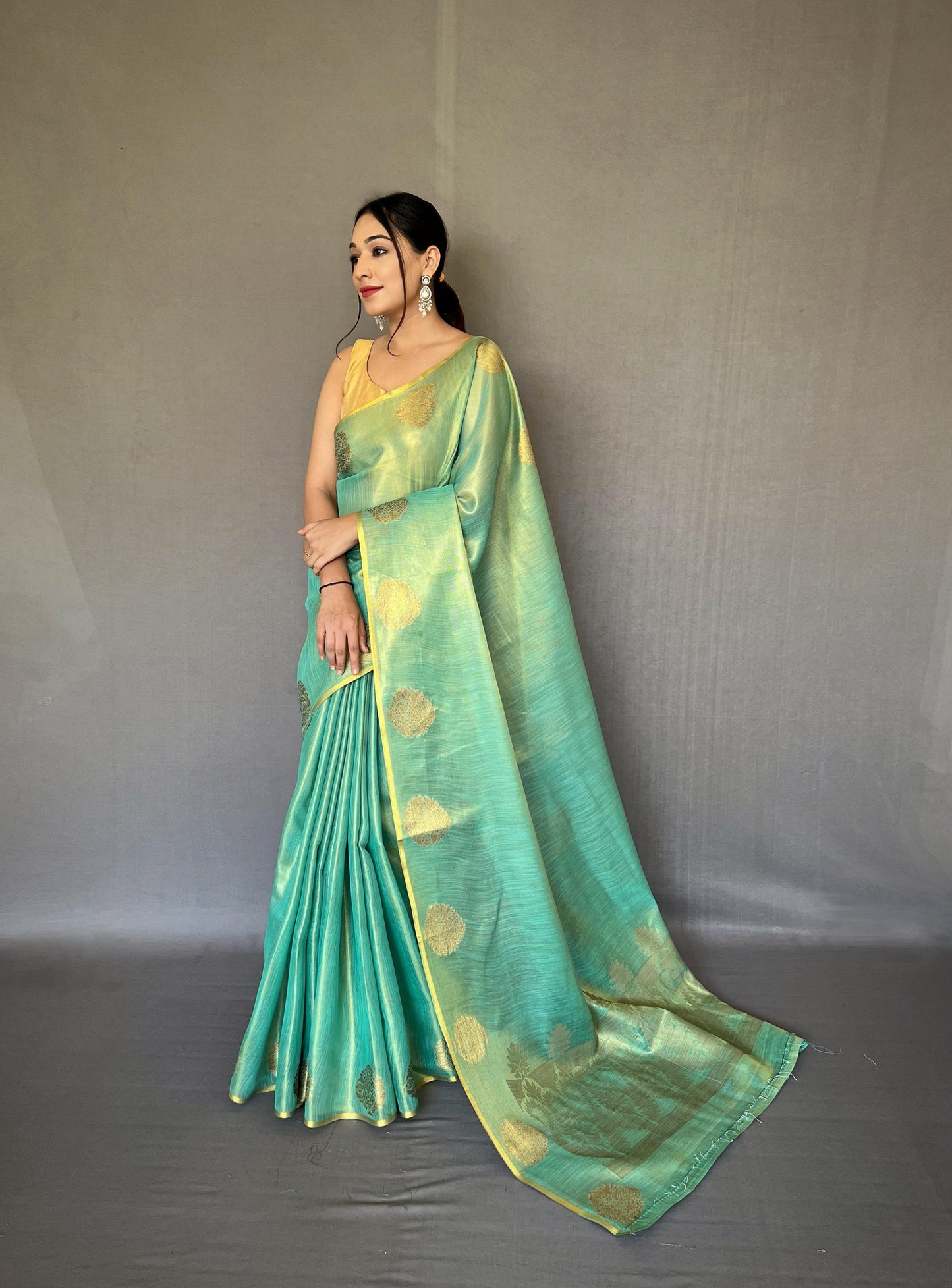 Tissue Silk Jacquard Zari Weaving Saree