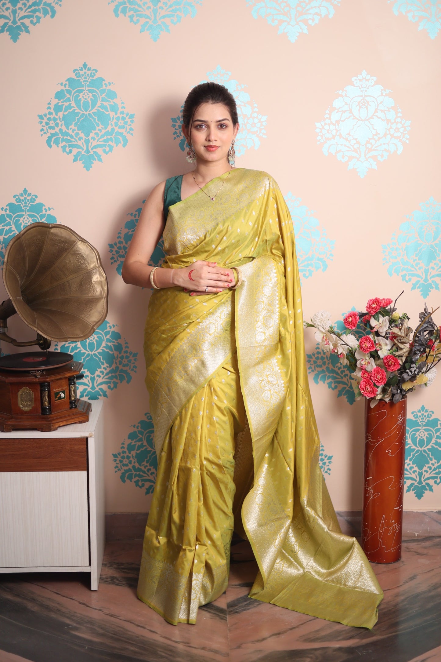 Banarasi Silk Saree with Pure Gold Zari Weaving | Traditional Elegance