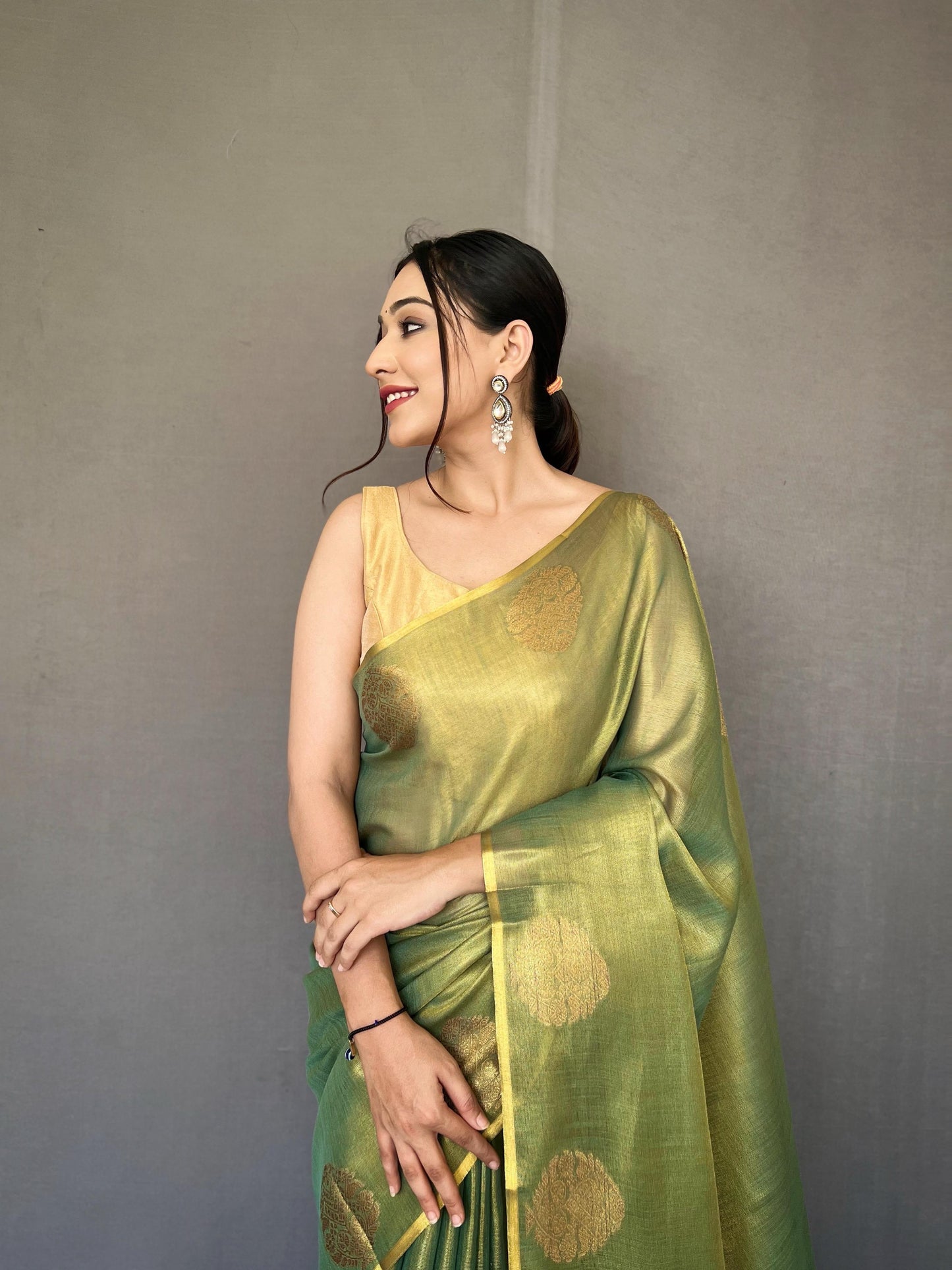 Tissue Silk Jacquard Zari Weaving Saree