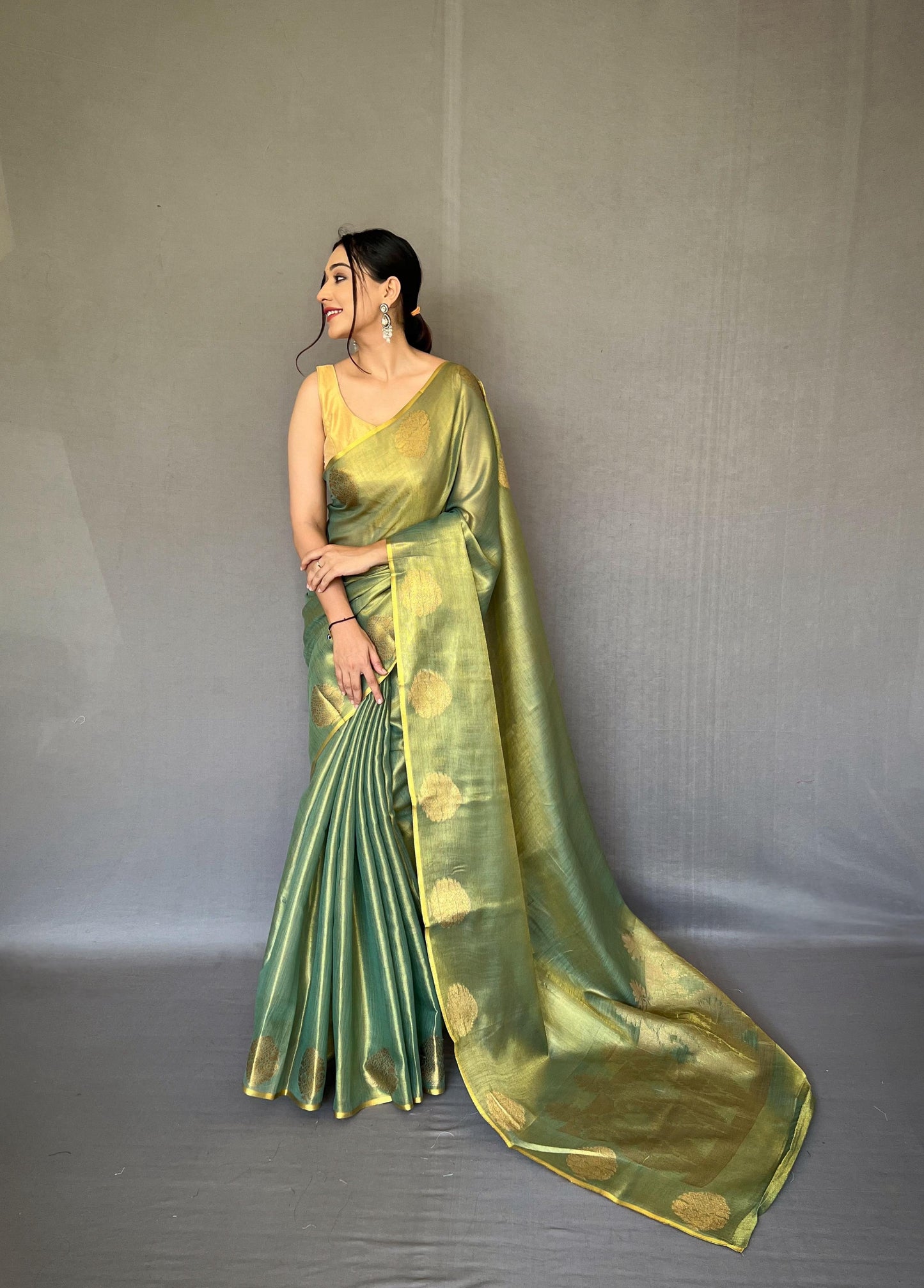 Tissue Silk Jacquard Zari Weaving Saree
