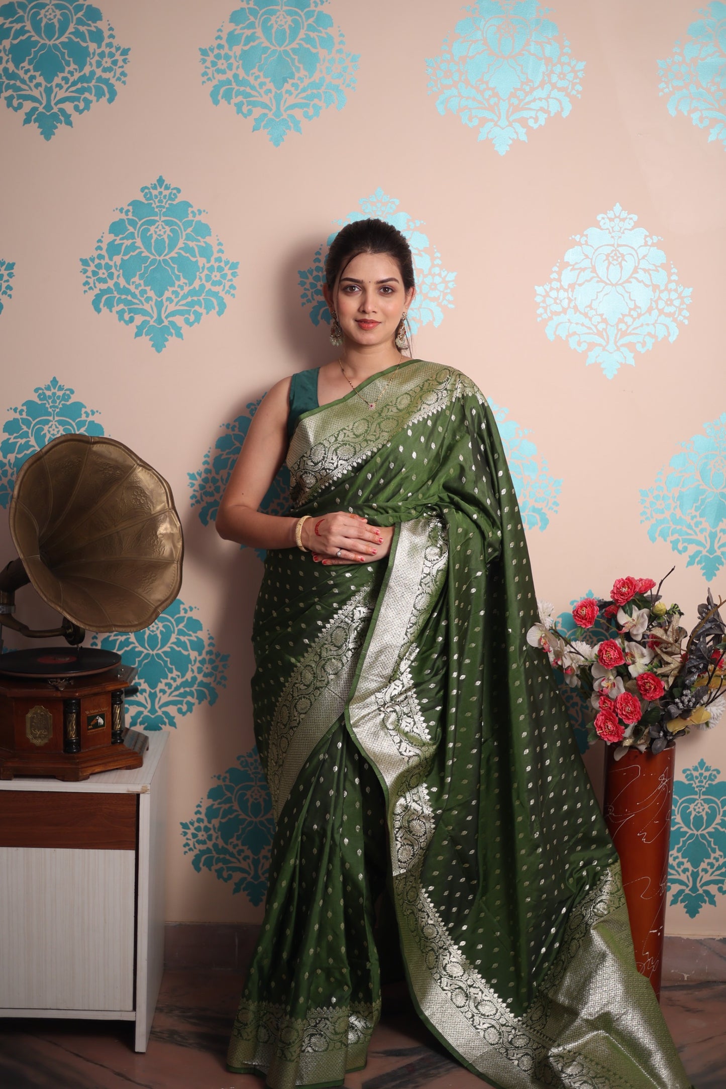 Banarasi Silk Saree with Pure Gold Zari Weaving | Traditional Elegance