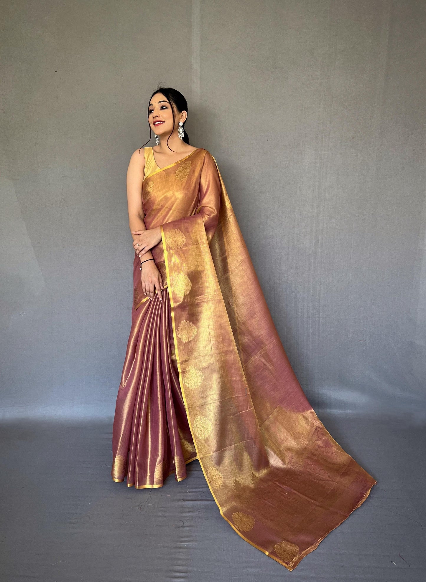 Tissue Silk Jacquard Zari Weaving Saree