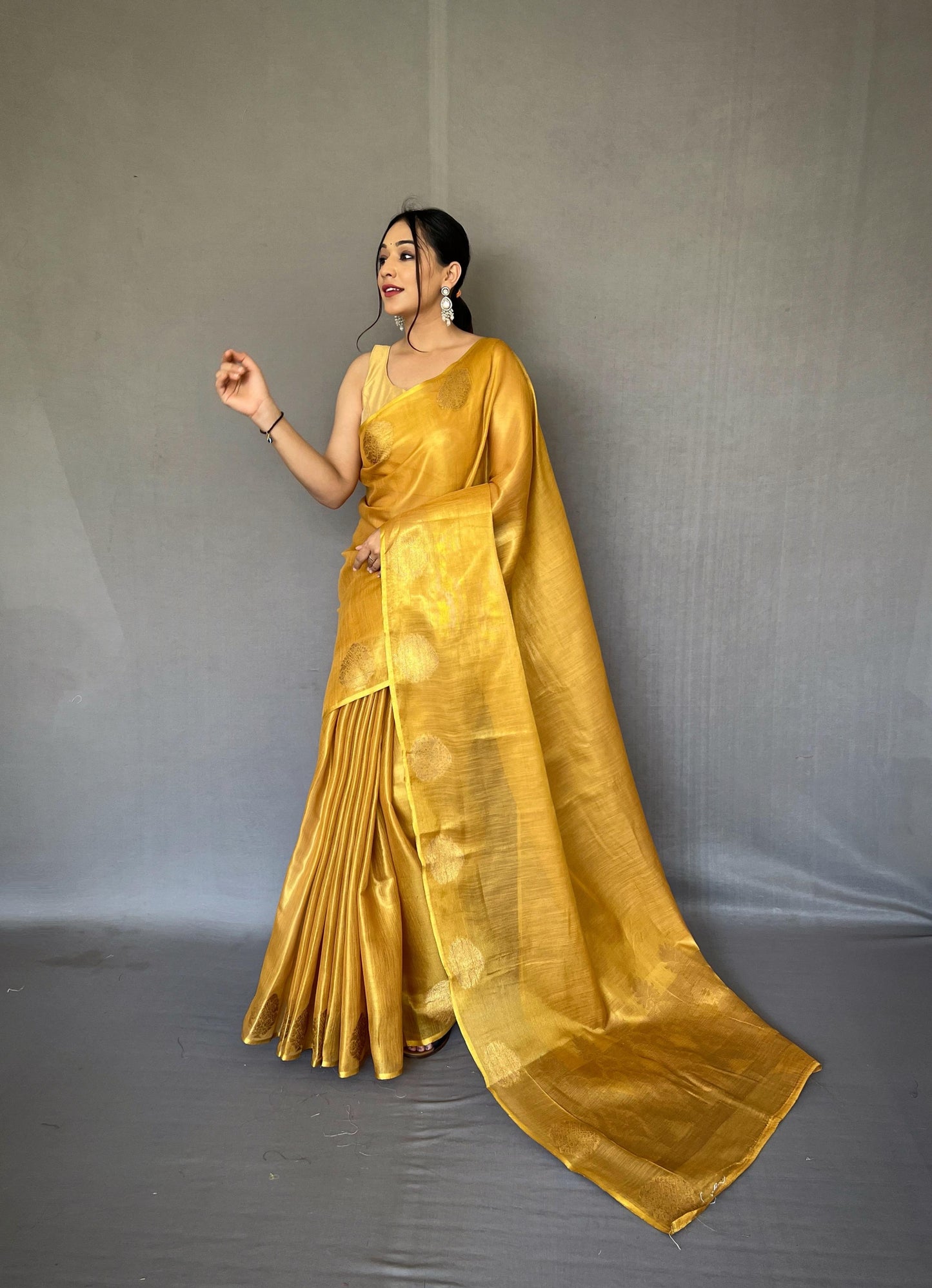 Tissue Silk Jacquard Zari Weaving Saree