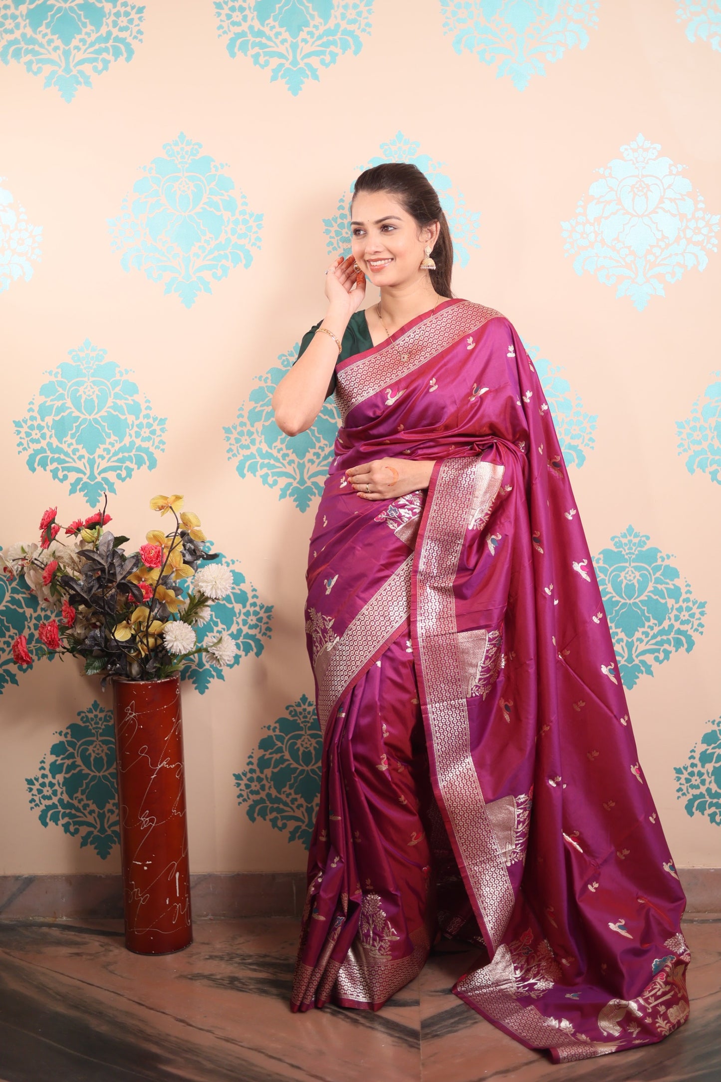 Pure Banarasi Silk Saree with Gold Zari Weaving