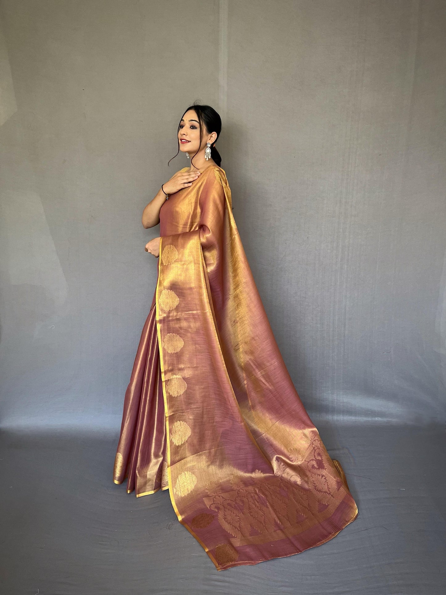 Tissue Silk Jacquard Zari Weaving Saree