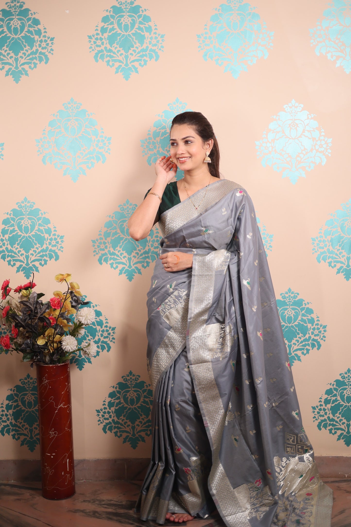 Pure Banarasi Silk Saree with Gold Zari Weaving