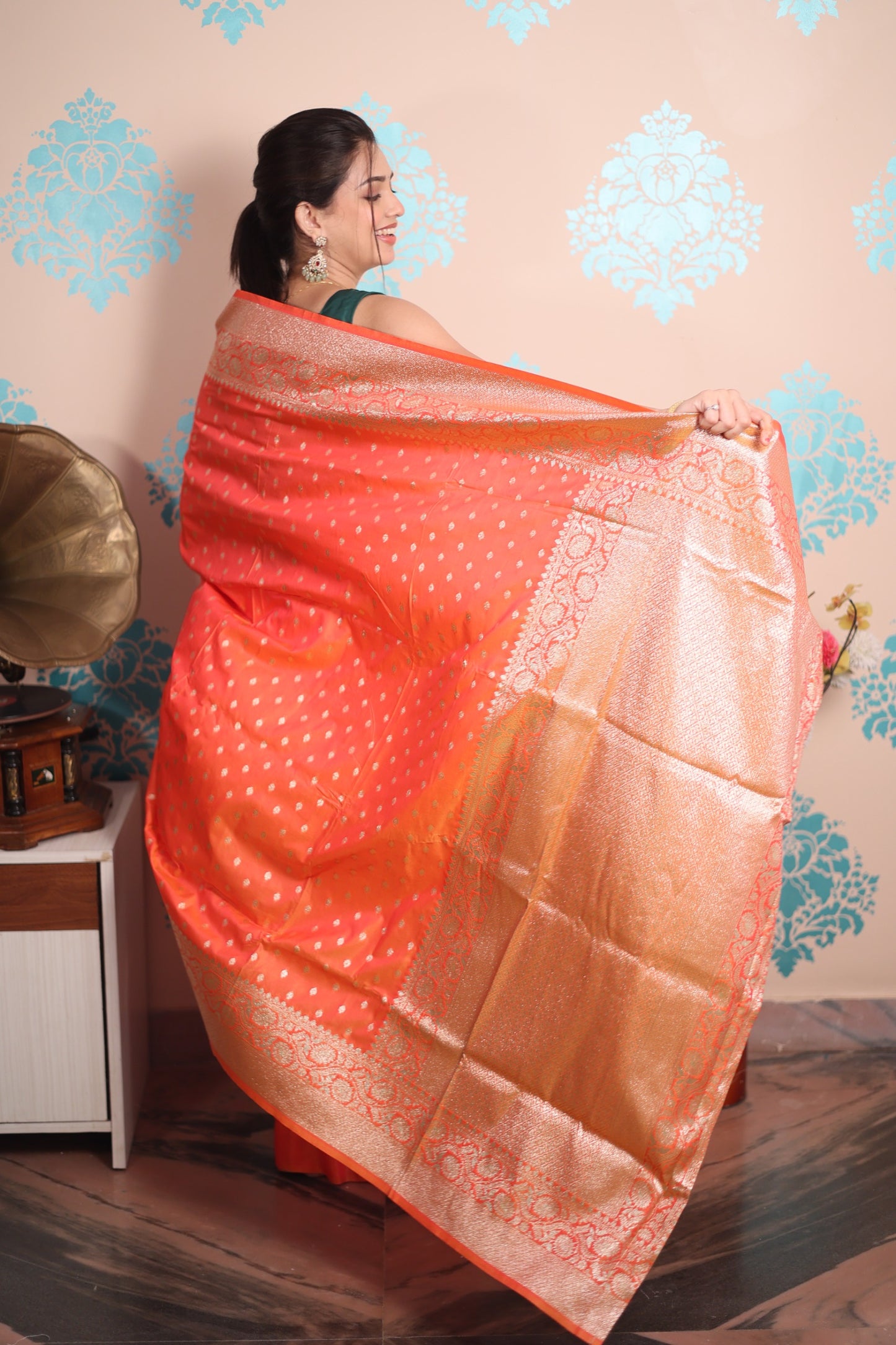 Banarasi Silk Saree with Pure Gold Zari Weaving | Traditional Elegance