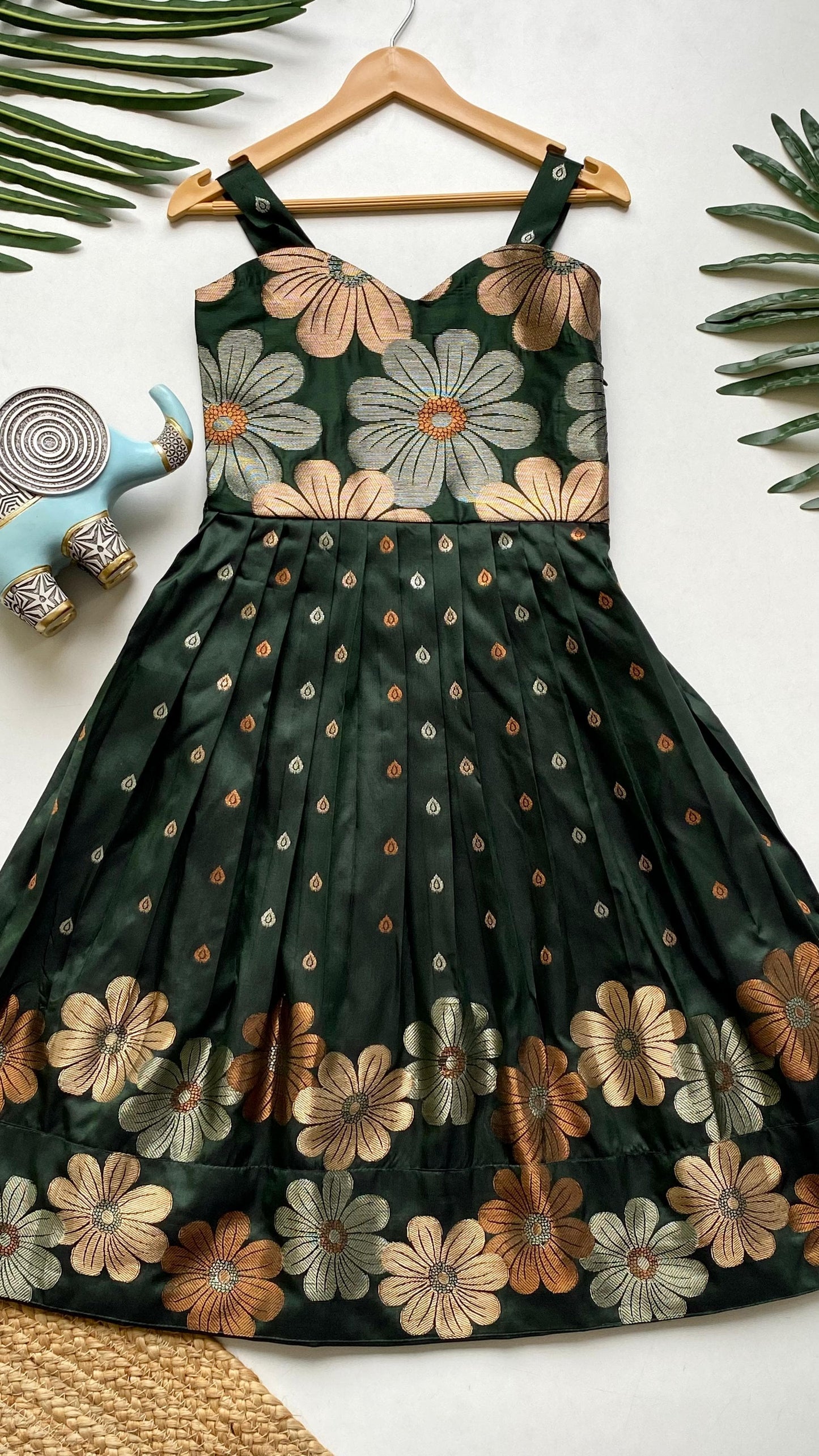 Girls' Floral Weave Dress | Soft Silk Dress for Girls 1 Month to 16 Years | Customizable Sizes