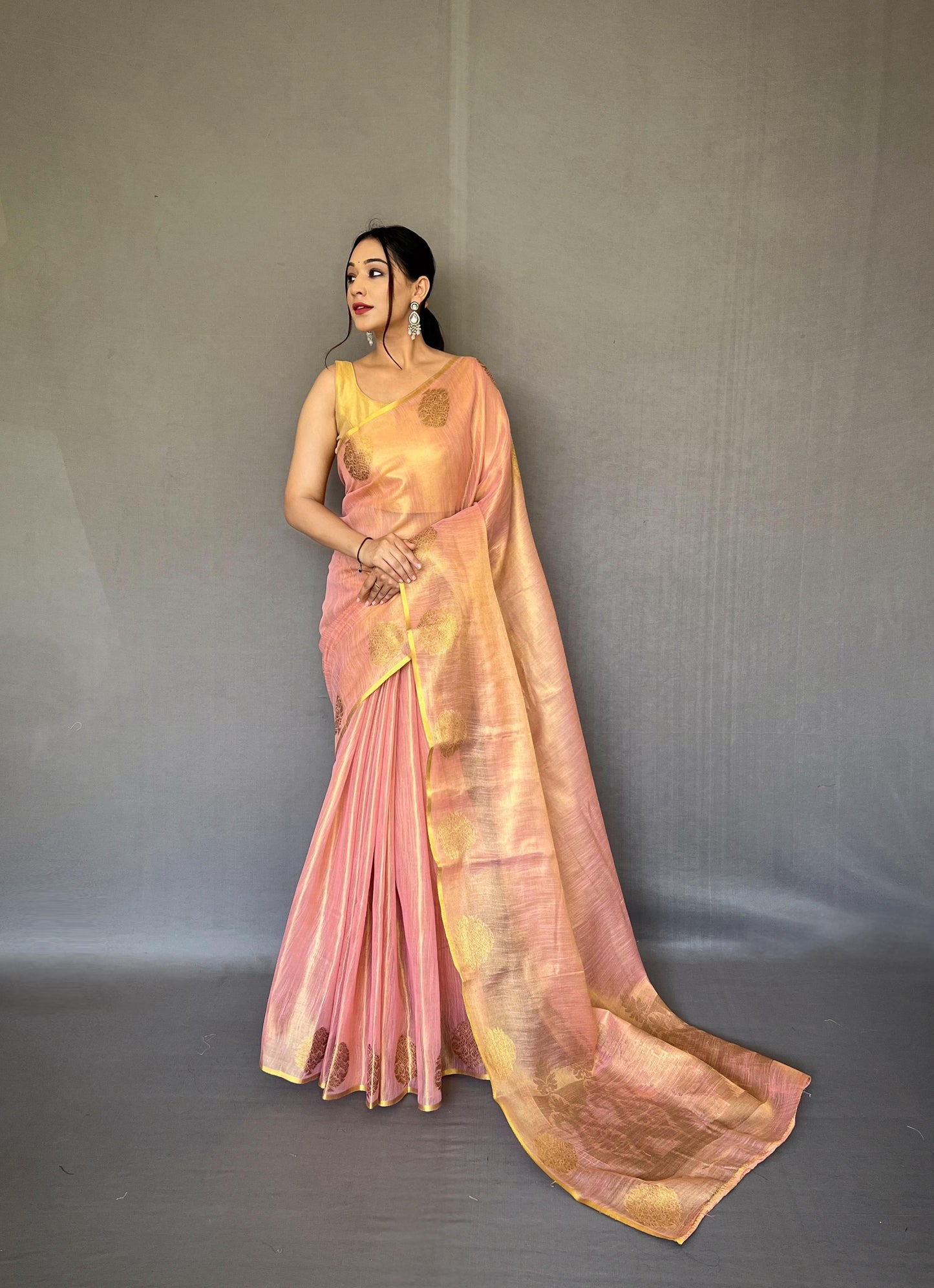 Tissue Silk Jacquard Zari Weaving Saree