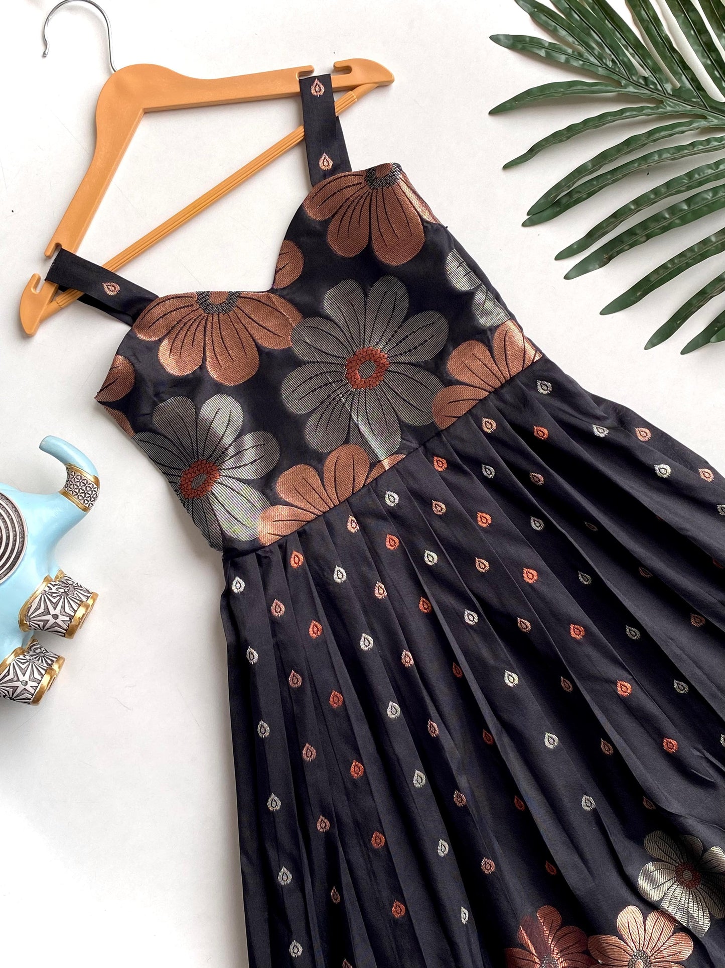 Girls' Floral Weave Dress | Soft Silk Dress for Girls 1 Month to 16 Years | Customizable Sizes
