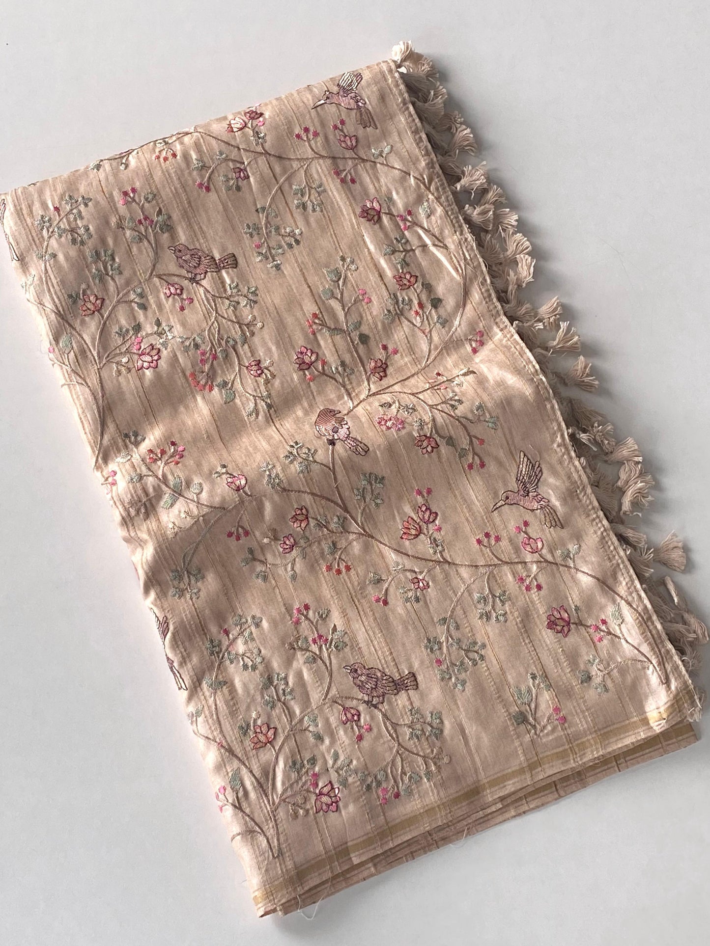 Pure Loom Tussar Saree with Designer Embroidery