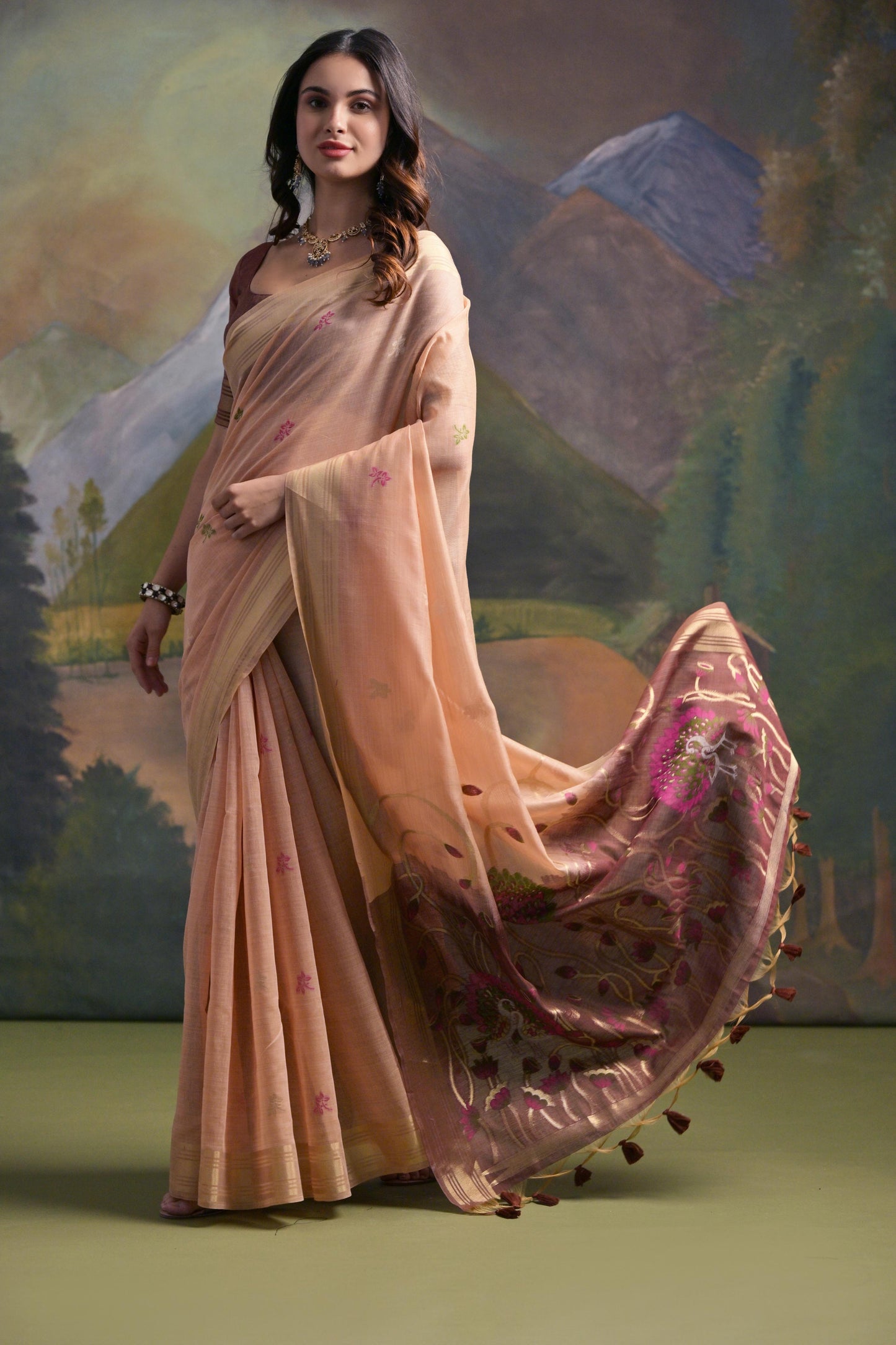 Premium Muga Silk Saree with Resham & Zari Embellishment
