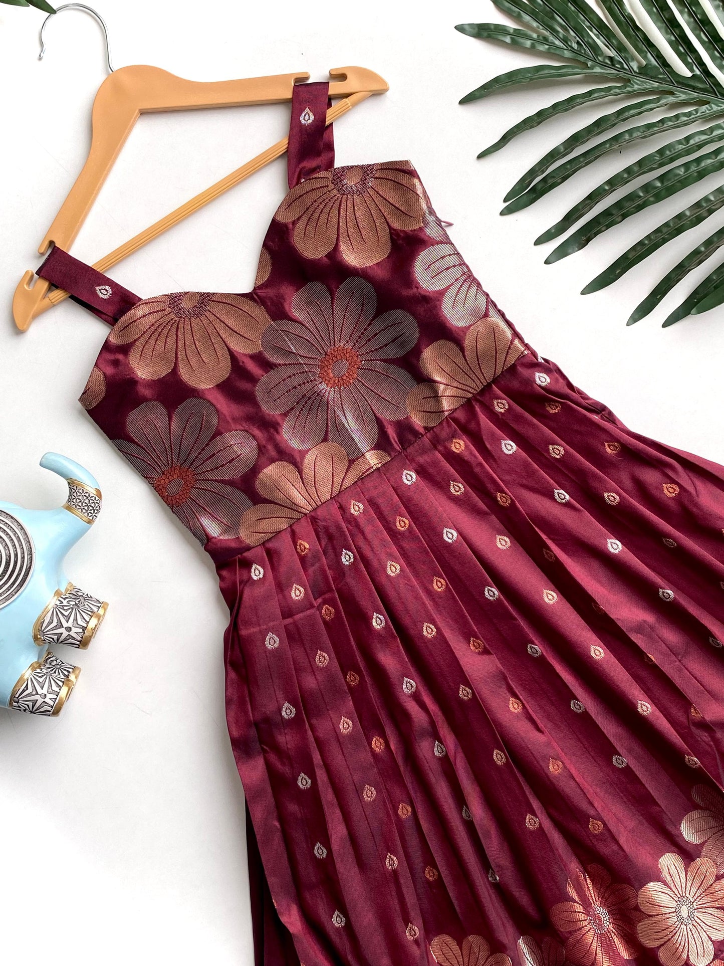 Girls' Floral Weave Dress | Soft Silk Dress for Girls 1 Month to 16 Years | Customizable Sizes