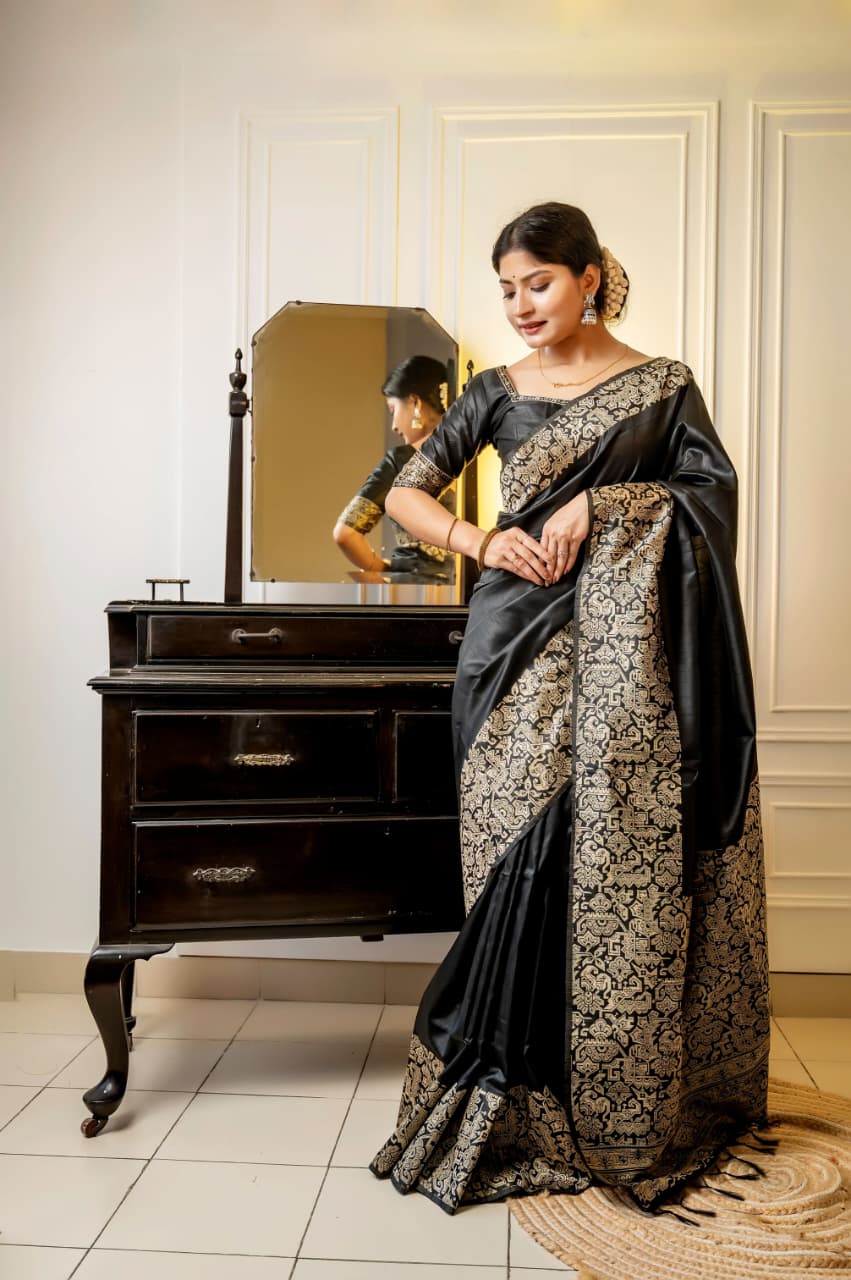 Minimalist Art | Handloom Raw Silk Kalamkari Saree (Abstract Weave)