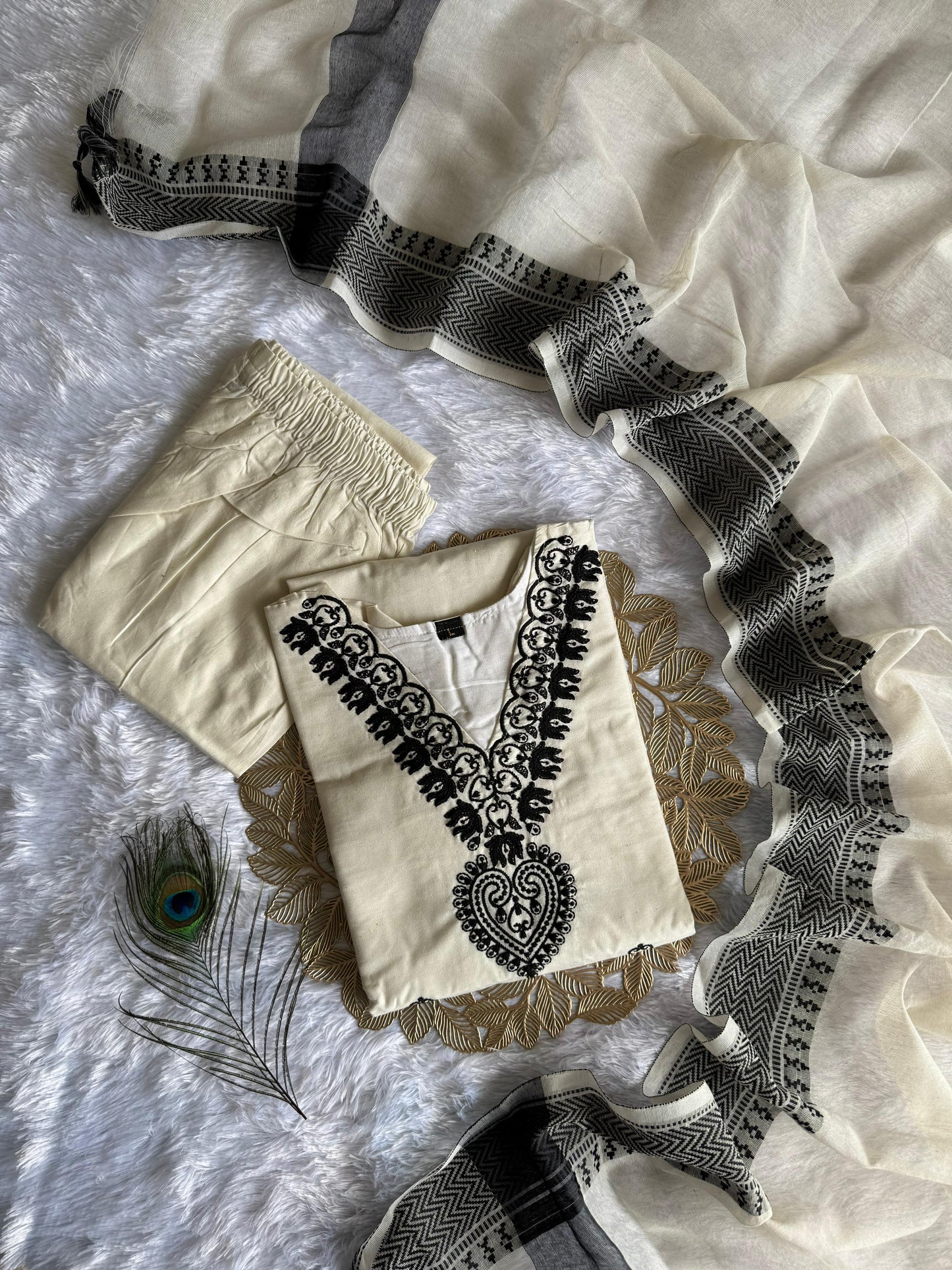 Designer Khadi Cotton Kurta Set – Timeless Elegance in Classic White