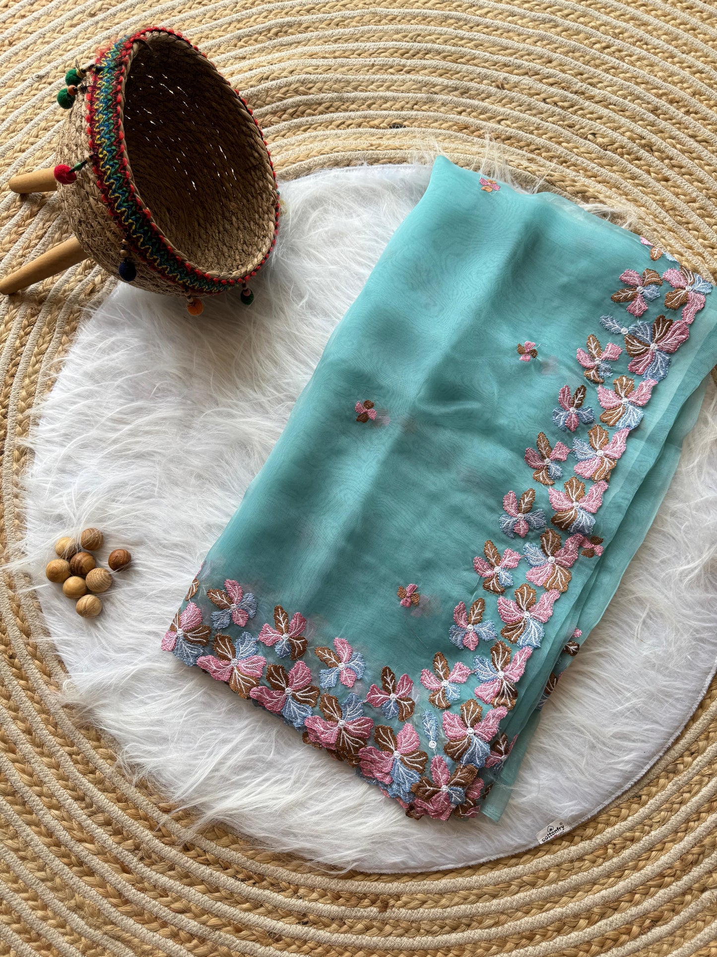 The 'Manali' - Pure Organza Silk Saree with Exquisite Hand Embroidery