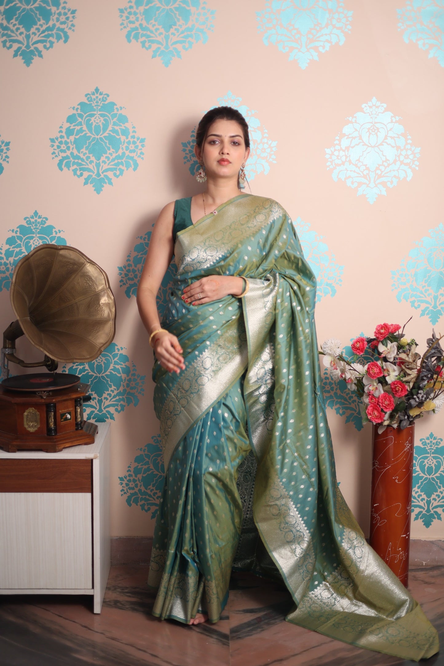 Banarasi Silk Saree with Pure Gold Zari Weaving | Traditional Elegance
