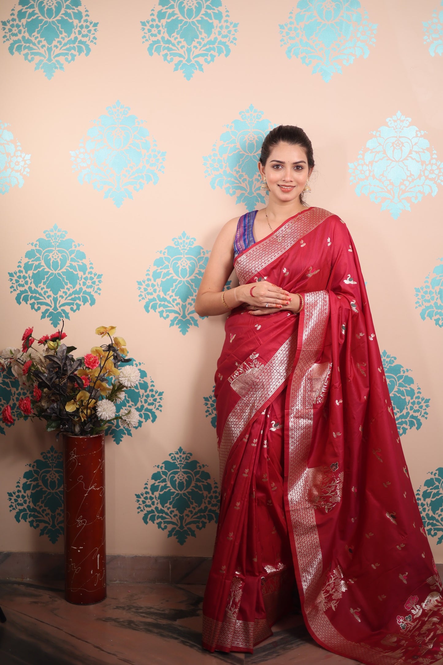 Pure Banarasi Silk Saree with Gold Zari Weaving