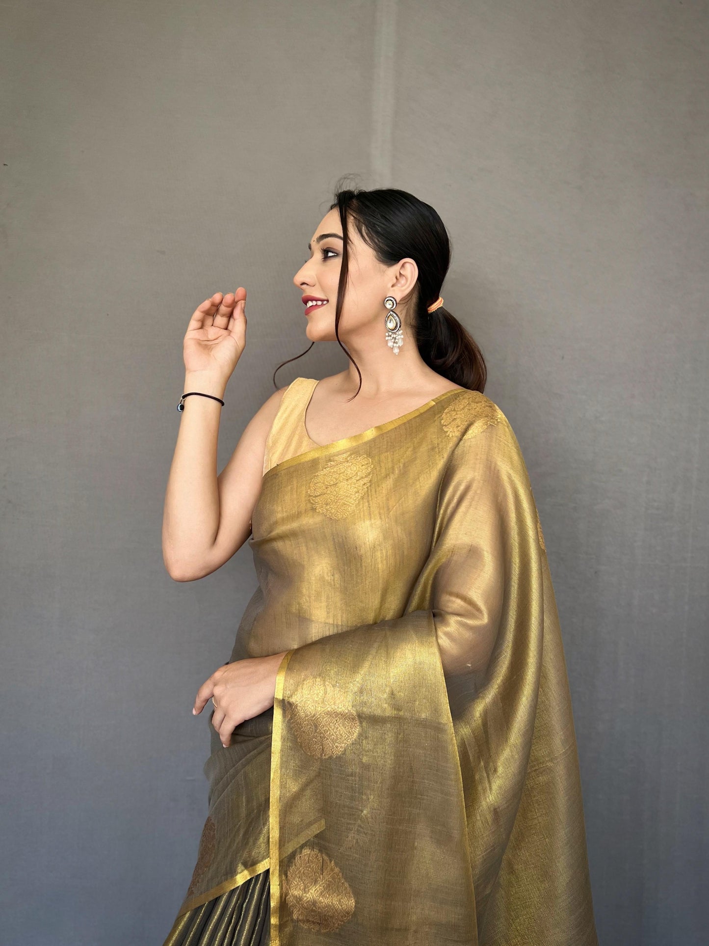 Tissue Silk Jacquard Zari Weaving Saree