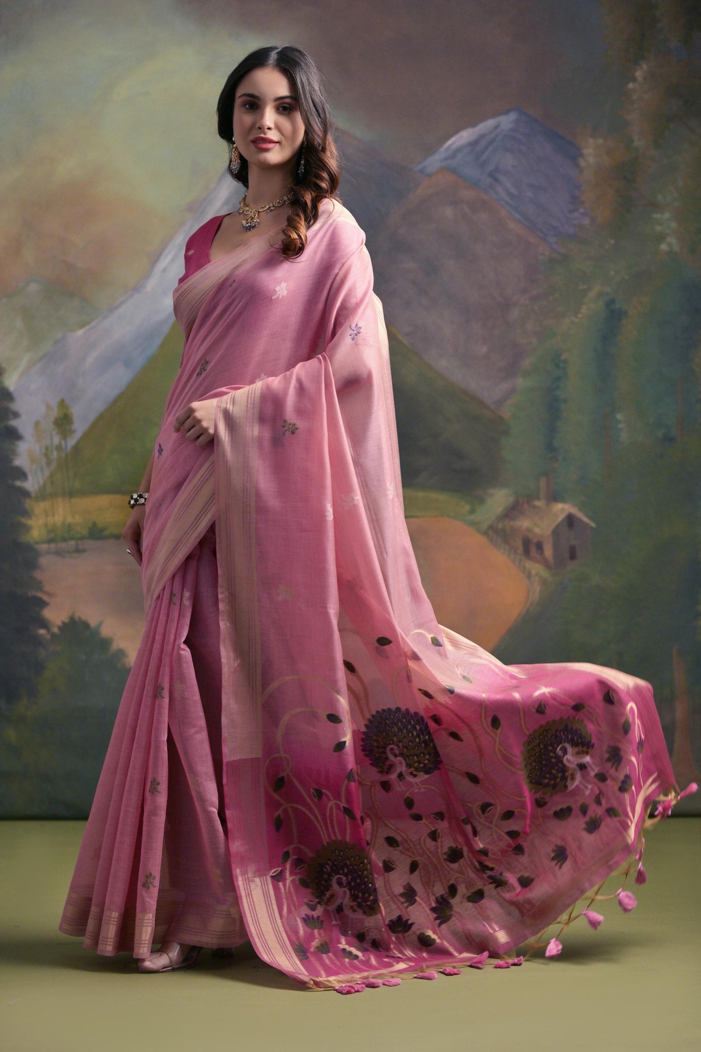 Premium Muga Silk Saree with Resham & Zari Embellishment
