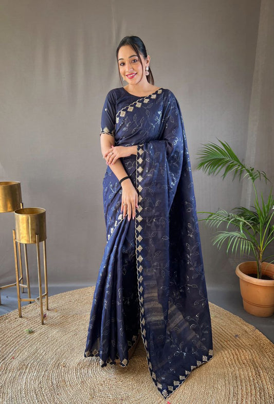 Exquisite Ruhi Silk Saree: Water Sequence Jal Work & Fancy Embroidery - LALTIKA