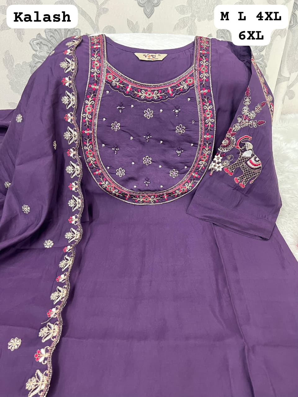 Premium Viscose Silk Embroidered Kurta Pant Dupatta Set