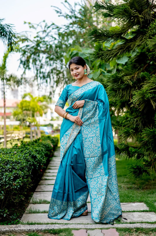Minimalist Art | Handloom Raw Silk Kalamkari Saree (Abstract Weave)