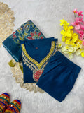 Vatican Silk Embroidered Kurta Pant Dupatta Set for Women