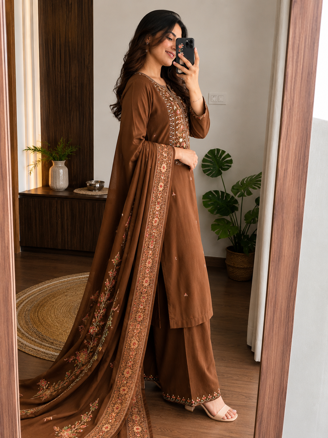 Laltika Marriage Season Handwork Viscose Kurta Pant Dupatta Set for Women