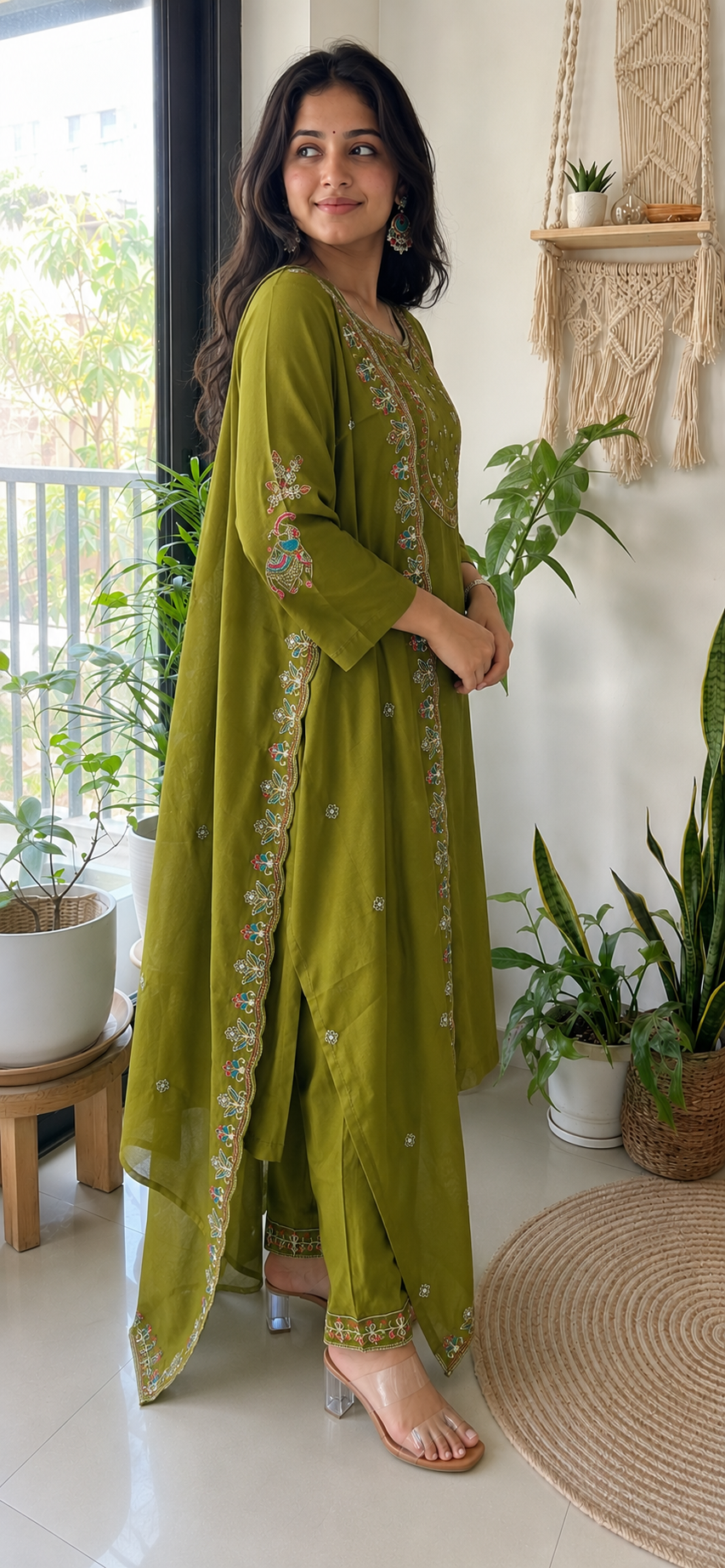 Premium Viscose Silk Embroidered Kurta Pant Dupatta Set