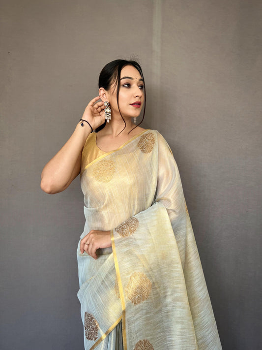 Tissue Silk Jacquard Zari Weaving Saree