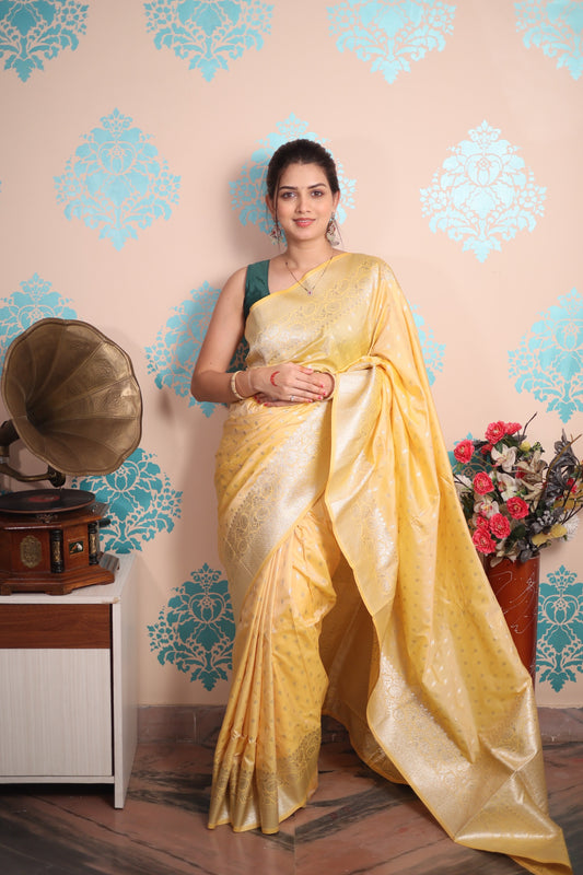 Banarasi Silk Saree with Pure Gold Zari Weaving | Traditional Elegance