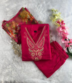 Buy Pink Roman Silk Embroidered Kurti Pant Dupatta Set | Festive & Traditional Wear