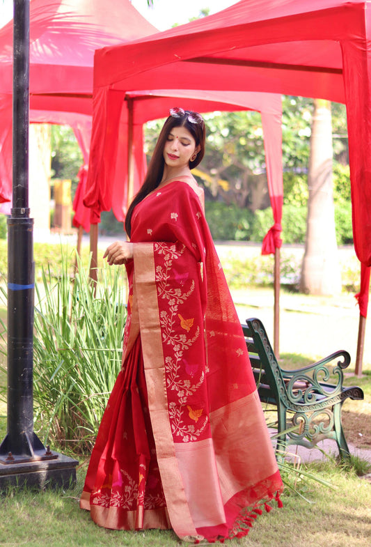 Elegance Redefined | Pure Linen Silk Saree with Jamdani-Inspired Weaving