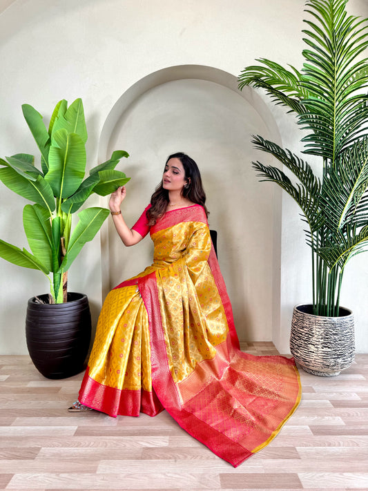 Shreya - Exquisite Pure Tissue Silk Saree with Intricate Zari Weaving