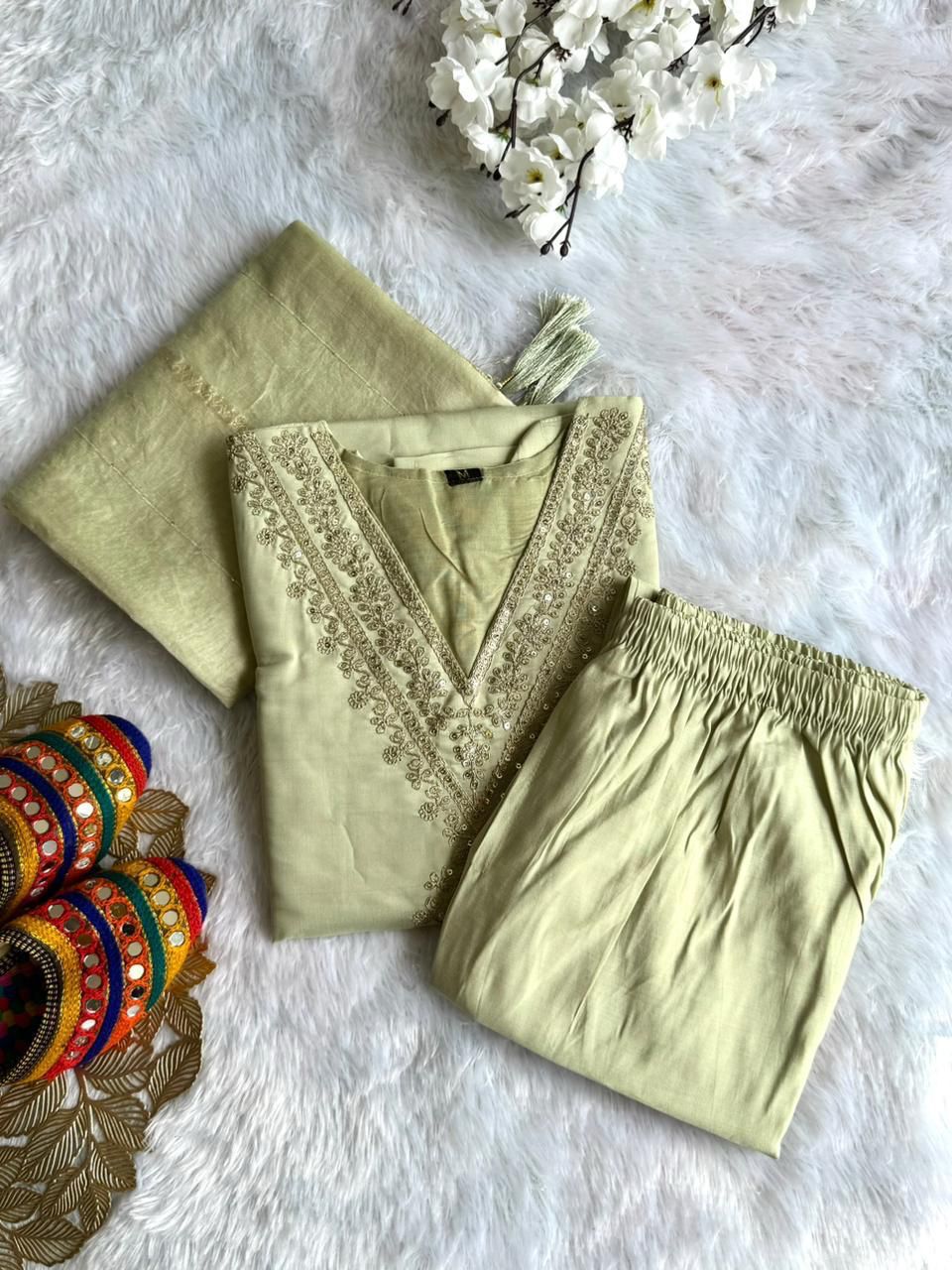 Laltika Anaya Roman Silk Kurta Set with Sequence Work | Festive Wear