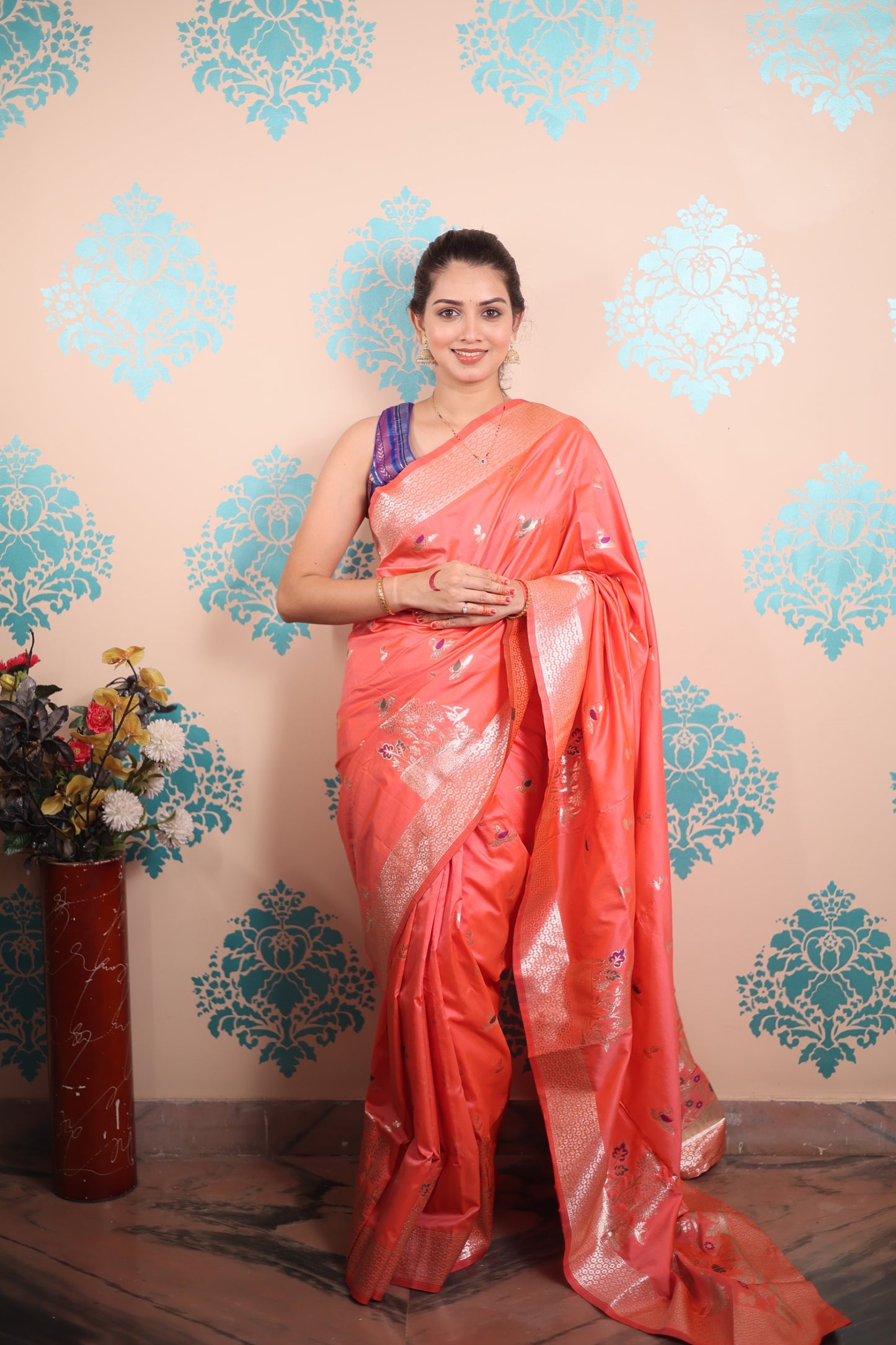 Pure Banarasi Silk Saree with Gold Zari Weaving