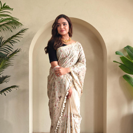 Pure Loom Tussar Saree with Designer Embroidery