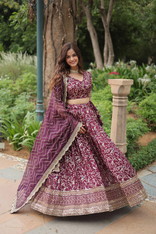 Embroidered Jacquard Lehenga Choli with Russian Silk Dupatta | Premium Festive Ensemble 2025