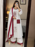 Laltika Veda Cotton Blend Embroidered Kurta Pant Dupatta Set for Women
