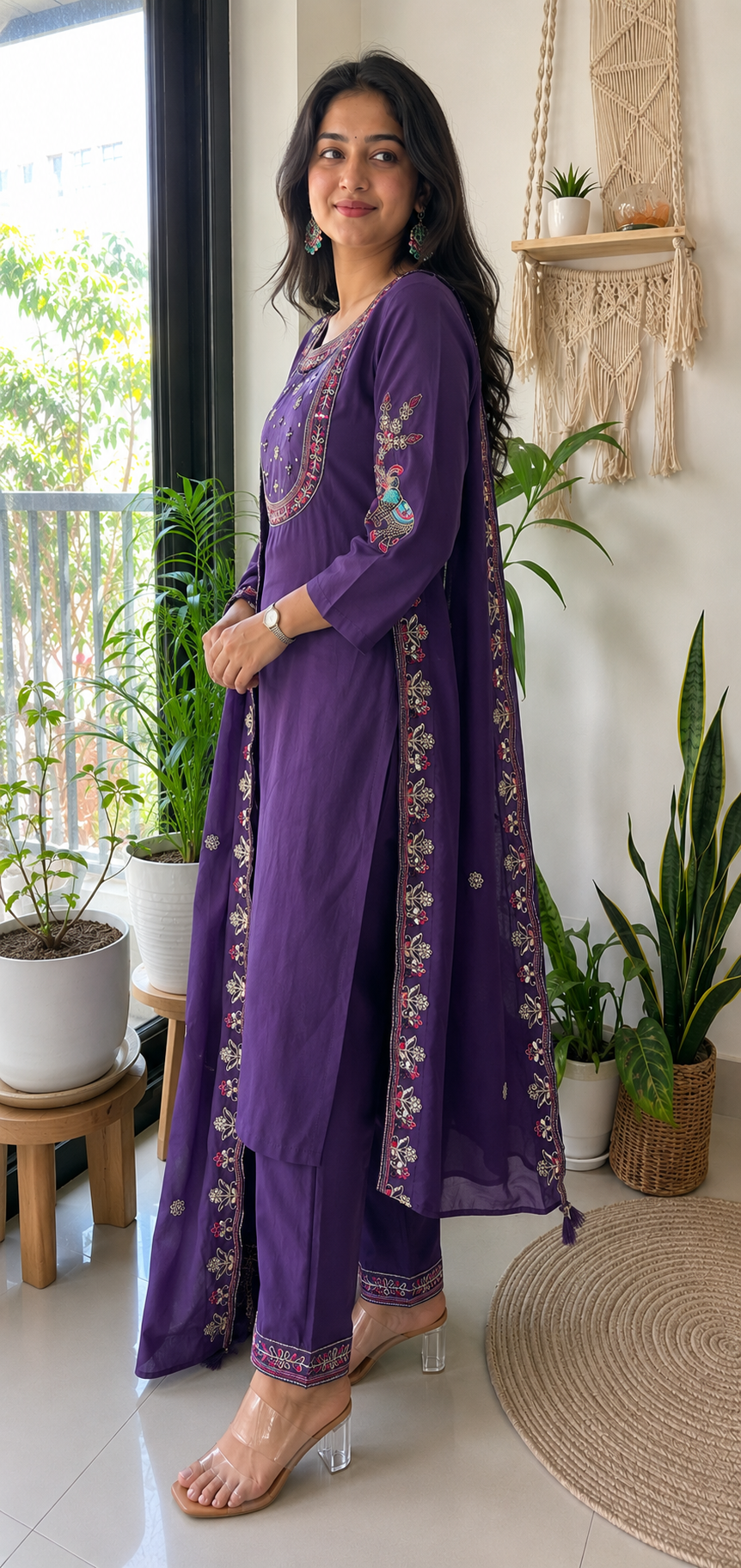Premium Viscose Silk Embroidered Kurta Pant Dupatta Set