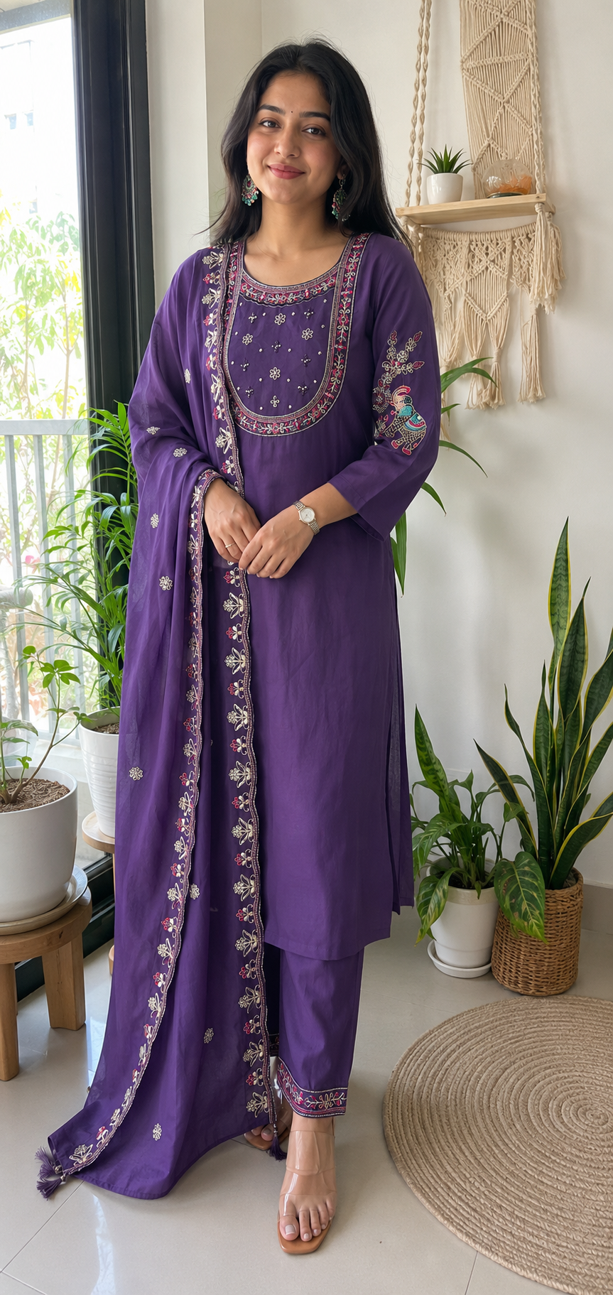 Premium Viscose Silk Embroidered Kurta Pant Dupatta Set